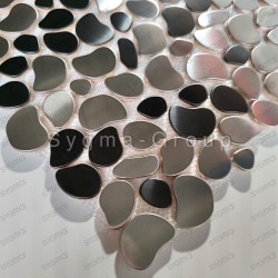Metal steel pebble mosaic tile for floor or wall model GALET TWIN