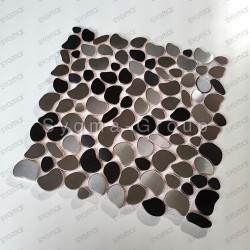 Metal steel pebble mosaic tile for floor or wall model GALET TWIN