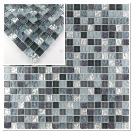 Sample of glass and stone mosaic tiles for bathroom shower or kitchen Mezzo