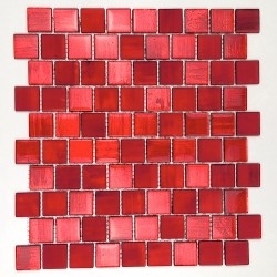 Glass mosaic for bathroom and shower or kitchen wall model Drio Rouge
