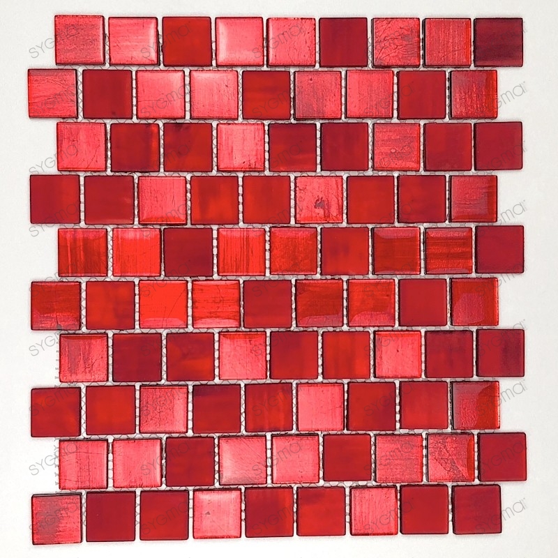 Glass mosaic for bathroom and shower or kitchen wall model Drio Rouge